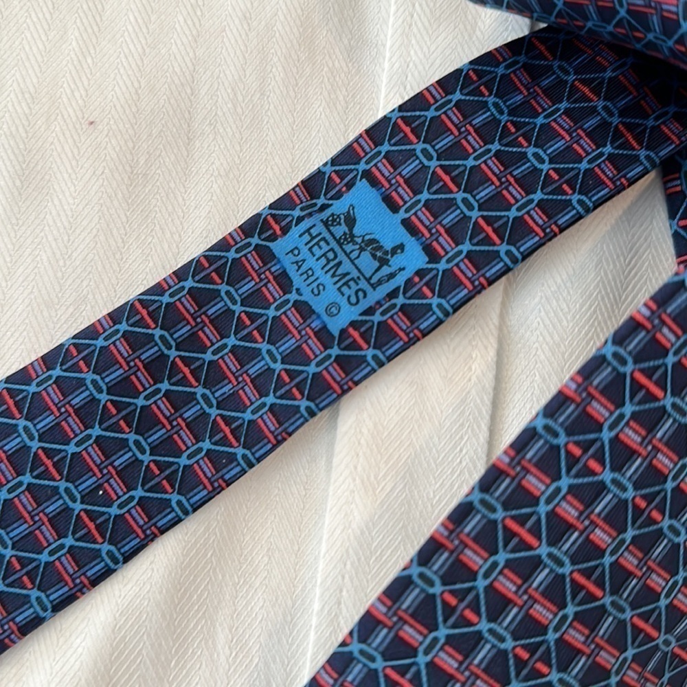 Hermès Vintage Silk Tie Blue - Picture 5 of 9